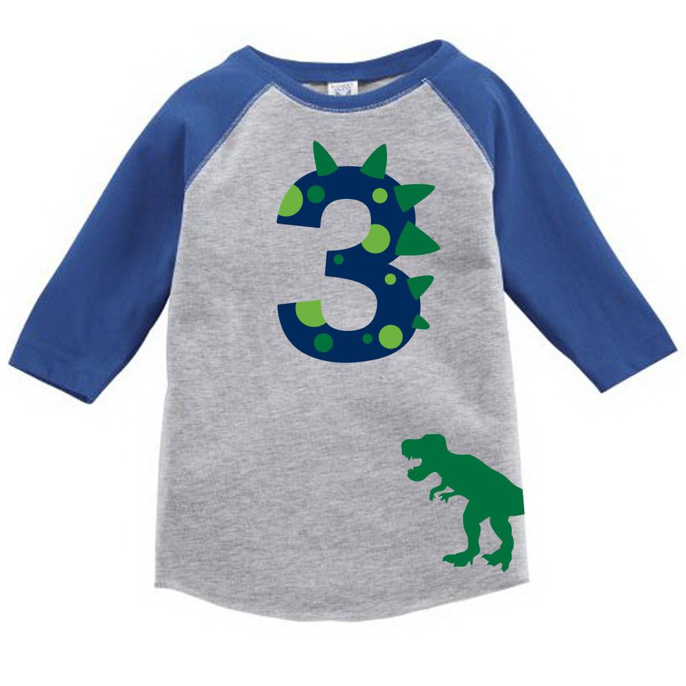 Age Memory Dinosaur© Birthday Shirt - Custom Raglan with Name on Back ...